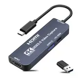 USB 3.0 Video Capture Card with 100W Power Supply & 3.0 Port,4K HDMI to USB C/USB A Capture Card, for Live Streaming, Gaming, Video Audio Recorder, 1080p 60hz Grabber Compatible with Camera