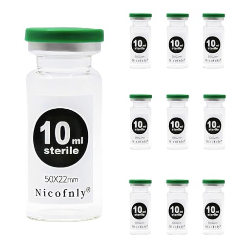 Nicofnly 10ml sterile Ampullen - 10ml sterile leere Phiole mit selbstheilender Injektionsanschluss und Klappdeckel, steril, 10 Packungen