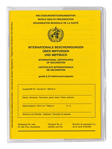 Welsberg SET 1x Impfpass und 1x Ausweishülle - Schutzhülle transparent für Internationale Bescheinigung über Impfungen und Impfbuch