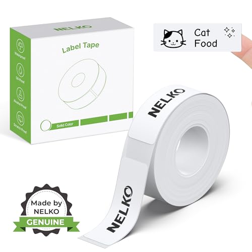 NELKO P21 Etikettenhersteller-Band, angepasstes Etikettendruckpapier, 14 x 40 mm, Standard-laminiertes Büro-Etikettierband-Ersatz, Thermo-Etikettenband für Zuhause, Büro, Schule, 180 Etiketten/Rolle