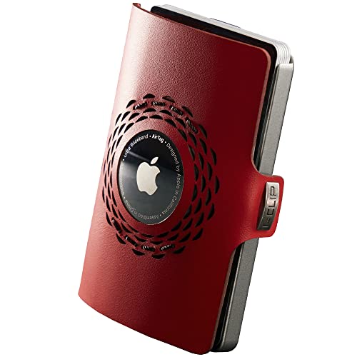 I-CLIP Original mit Geldklammer - Portemonnaie - Slim Wallet - Geldbörse kompatibel für Apple AirTag - Damen - Silber Rot