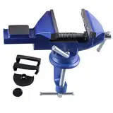 SUKITMISO Tischschraubstock 80mm Stahlguss Schraubstock Drehbar 360° Klemmbar für Werkbank, Schraubstock klein mit Amboss und Achse für Werkbank, Bohren, Holzbearbeitung, Stahlverarbeitung