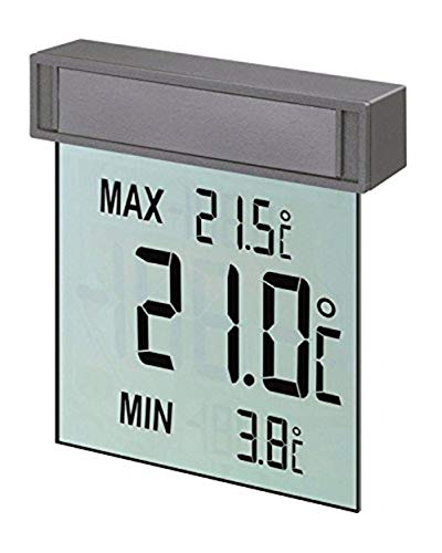 TFA Dostmann Vision digitales Fensterthermometer, 30.1025, großes Display mit Außentemperatur, L 97 x B 22 x H 105 mm