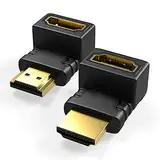 RedStar24 HDMI Winkelstecker 90 Grad & 270 Grad gewinkelt Adapter | HDMI Typ A Buchse und Stecker | HDMI Verbinder | Vergoldete Kontakte | 4K Ultra HD UHD 3D Full HD 1080p HDR ARC | 2 Stück