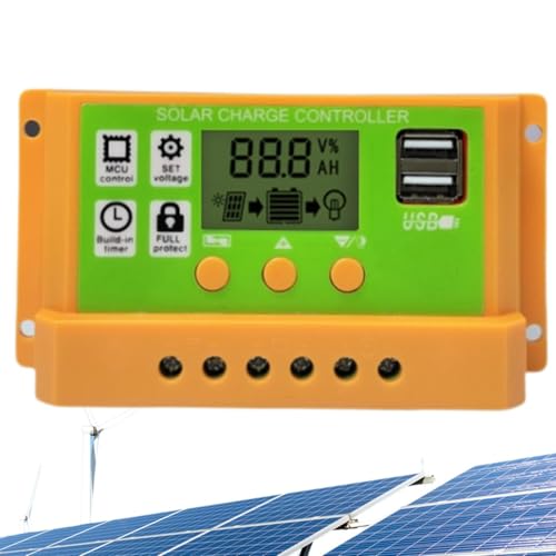 30A PWM Automatisches Solarpanel Wechselrichter- 30A Intelligent Batterieregler mit LCD-Bildschirm | Solarlastcontroller, Solarpanel -Wechselrichter mit Timer -Konfiguration, 12 V/24 V.