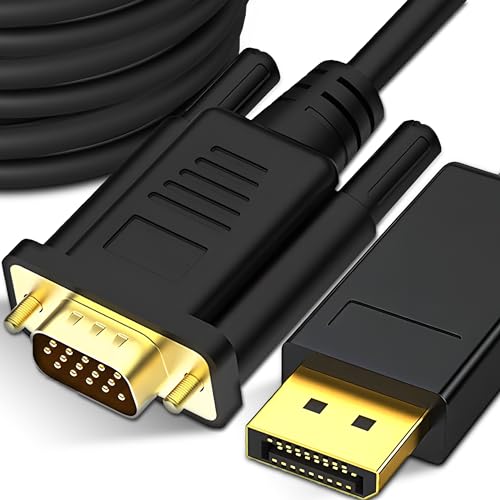 Retoo Display Port auf VGA Konverter-Kabel 1,8 M 1080p Kompatibel für Computer, Desktop, Laptop, PC, Monitor, Projektor, Vergoldet DP zu VGA-Kabel VGA Adapter Kabel 1920x1080/1920x1200 Schwarz