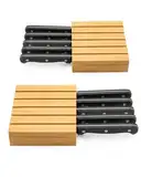 2 Stücke Holz Messerblock Ohne Messer, Messeraufbewahrung Schublade für 10 Messer, Messer Schubladeneinsatz, Messerblock Schublade, Knife Block für Cutlery Organizer, Bewahren Sie die Klingen Auf