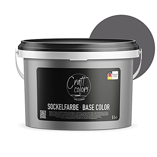 Craft colors Sockelfarbe 5L Schiefer | hochwertige Farbe für Beton, Mauerwerk, Kellerwand, Fassade & Dachflächen | Nassabriebklasse 1 | Made in Germany | Wetter & UV-Beständig