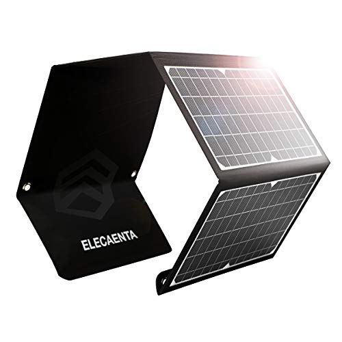 ELECAENTA 30W ETFE Faltbar Solar Ladegerät 3-Port USB PD18W QC3.0 Type-C Solar Panel Reißverschluss Schutz Solarmodul Tragbarer Monokristallinem Outdoor für Smartphone Handy Tablet Powerbank Kamera