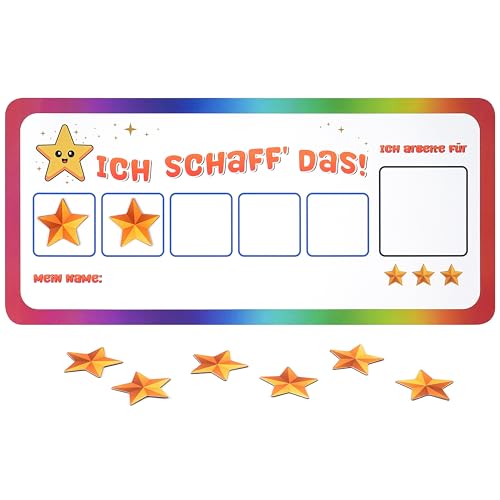 Winter Shore Magnetische Kinder Belohnungstafel mit 8 Sternen - Positives Belohnungssystem für Kinder mit Gelben Sternen - Kinder Planer & Lernkalender für Kinder ab 8 Jahren - 28 x 12,5 cm