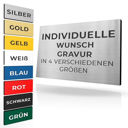 Klingelschild mit Gravur | Namenschild Briefkasten selbstklebend Türschild in vielen Farben & Größen | Briefkastenschild mit Wunschtext Schild für Haustür wetterfest | Namen Plakette (1 Schild)