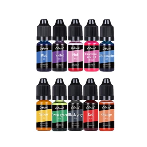 Bolosa® 10 Kerzenfarbe, Hochkonzentrierte Kerzenwachsfarben Set, Geeignet für Sojawachs, Bienenwachs, Palmwachs, Gelwachs Gelee Wachs, Paraffinwachs, Kokosnuss Wachs, Enthält Palette Pinsel (10ml)