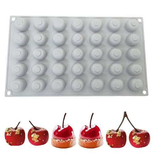 Duoyif Silikonform Kirsche - 3D Schokoladenform, Mousse Kuchenform, Dessert Backform für Pudding, Gebäck und Kuchendeko (25x28mm)