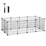 SONGMICS Freilauf, DIY-Kleintiergehege, KleintierkÄfig, Welpenauslauf, Kaninchen, Meerschweinchen, Metallgitter, 143 x 73 x 46 cm, schwarz LPI01H