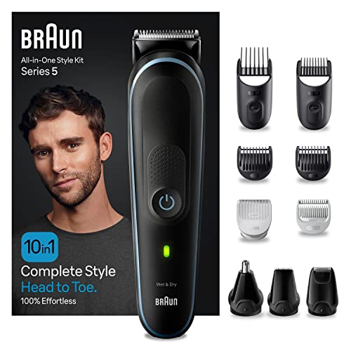 Braun All-In-One Bartpflege Bodygroomer Set, Barttrimmer / Bartschneider, Trimmer/Haarschneider Herren, Haarschneidemaschine, wiederaufladbar, 100 Min. kabellose Laufzeit, MGK5445