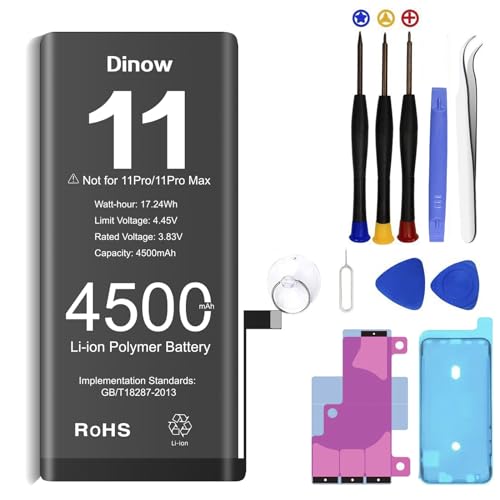 Akku für iPhone 11, 4500 mAh, Lithium-Akku, hohe Kapazität, interner Akku für iPhone 11 für Modell A2111, A2221, A2223, mit Ersatzwerkzeug-Set