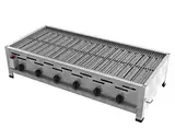 ChattenGlut Professional Gastrobräter 6-flammig Tischgerät Edelstahl Stahlbrenner für Flüssiggas 1140x530x270 mm (27kW Rost)