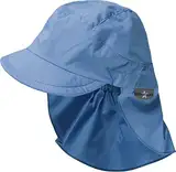 Sterntaler Schirmmütze Nacken Basic - Unisex Baby- und Kinder Mütze mit Nackenschutz - UV-Schutz 50+ Hut aus Popeline (Bio) - leichte Sommer Kopfbedeckung mit Gummiband - samtblau, Größe 53