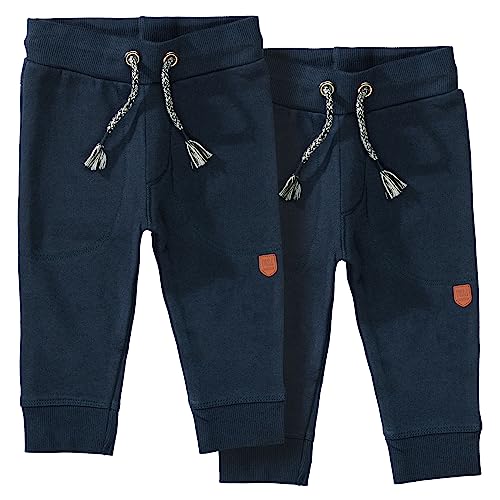 Staccato Unisex Baby Jogginghose | Kordelzug | elastische Rippbündchen Größe 68-86 für Jungen und Mädchen (86, Doppelpack Marine/Marine)