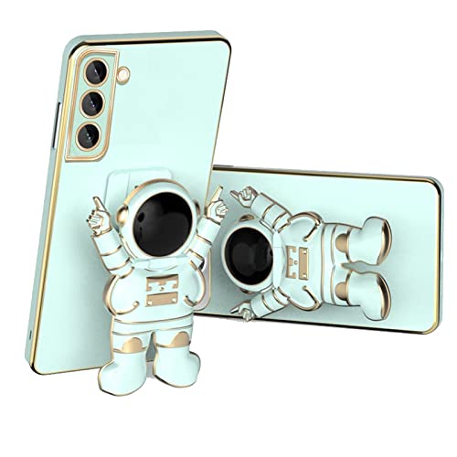 TTVV Kreativ Finger Astronaut Ständer Hülle für Samsung Galaxy A50,Cute Mädchen Dünn Galvanisierte Schutzhülle Weiches Case Bumper mit Astronaut Halter Kickständer