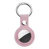 Ainiv AirTag Schutzhülle, Leder Keyring Schutzhülle Kompatibel mit AirTags, Leder Keyring für AirTag, Mini Apple AirTags Case, Leder Hülle Schlüsselanhänger Case, Cover mit Schlüsselanhänger Rosa