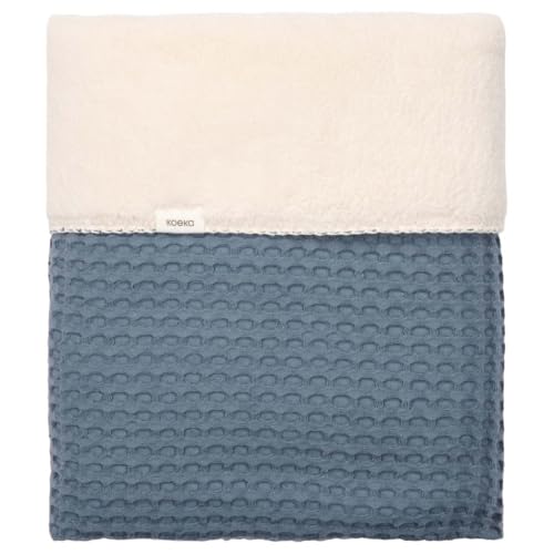 Koeka Babydecke - Kuscheldecke - Für Kinderwagen Und Wiege - Plüsch - Sherpa - Oslo - Baumwolle - Ultra Weich - Blau 100X75