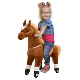 Miweba Pony Amadeus | Reitpferd auf Rollen - Pferd für Kinder - Schaukelpferd - Schaukeltier - Kuscheltier - Spielpferd zum Reiten - Plüschtier - Stofftier - Stehpferd - 3-5 Jahre