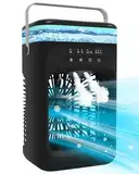 Omeyo Klimaanlage Mobil, 5-in-1 Mobiles Klimagerät, 1000 ML Mini Luftkühler mit 3 Luftgeschwindigkeiten & 2 Kühlnebel, 2-4H Timer & 7 LED,Leise Kleine Klimaanlage für Zimmer und Büro(8W),Schwarz