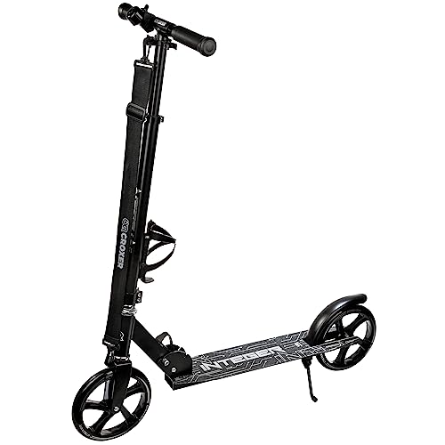 Raven Scooter - Roller Erwachsene - Scooter Erwachsene - Kinderroller - Cityroller - Kickroller - Klapp-Roller - Catia, Integer 200mm mit Klingel und Flaschenhalter (Croxer Integer)