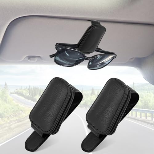 LDERFIV 2 Stück Brillenhalter für Auto, Magnetischer Sonnenbrillenhalter Auto, Universal Auto Visier Brillenhalter, Sonnenbrillen Halterung Ticket Clip (Black)