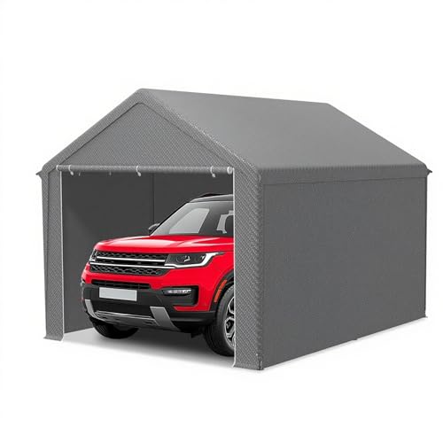 XMTECH Garagenzelt Carport, Zeltgarage 3x4 m, UV-beständig & sonnensicher Autozelt mit Türen, Weidezelt Lagerzelt Garage Unterstand, Autounterstand für SUV, Boot, LKW, Fracht, Outdoor-Events, Grau