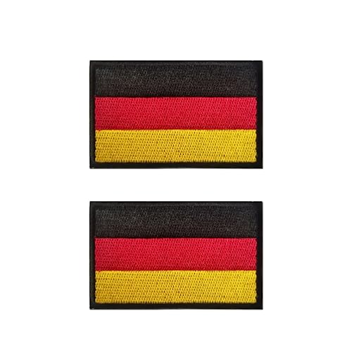 LJFEA 2 Stücke Deutschland Flaggen Patch Gestickt Abzeichen mit Klett Deutsch Applikationen für Kleidung Taschen Rucksack Uniform Weste Hundegeschirr Militär Taktisch Draussen Jersey