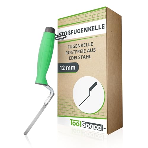 ToolSpace Stoßfugenkelle Schmal Rostfreie 12 mm Fugenkelle Edelstahl Fugeisen Fugen Mörtel Joint Trowel Putzkelle Schmal Ergonomisch Griff Renovierung Maurerarbeiten BAU Reparatur Fugkelle Made in EU