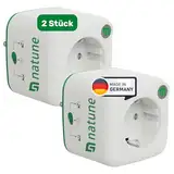 Natune Akkuschutz Adapter „Akku Life Guard“ 2er Set I Intelligenter Ladeadapter mit Ladestopp & 3 Modi zur Verlängerung der Akkulebensdauer I Für haushaltsübliche Stecker I 0,0% Standby-Verbrauch