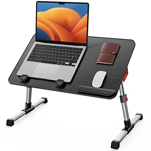 Tisch, SAIJI Betttisch höhenverstellbar, mit 4 einstellbare Winkel, Klappbarer Lapdesk, für Sofa Couch Boden Arbeiten Studieren Lesen Schreiben Essen, Fit bis zu 17" Laptop (60 * 33cm Schwarz)