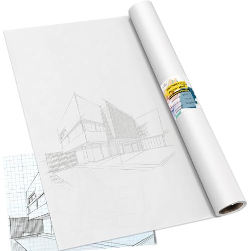 Tritart Transparentpapier Rolle - Pauspapier 25m x 70cm - Schnittmusterpapier 50g/m² - Architektenpapier - Abpauspapier weiß transparent - Malpapier Rolle - Tracing Paper Papier Rolle