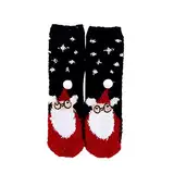 Weihnachtssocken für Damen Korallen-Fleece-Socken Streifensocken Bunte leichte Sportsocken Freizeitsocken Wintersocken Lustige Socken Thermosocken Herrensportsocken Schwarz 43 46 (B-4, One Size)