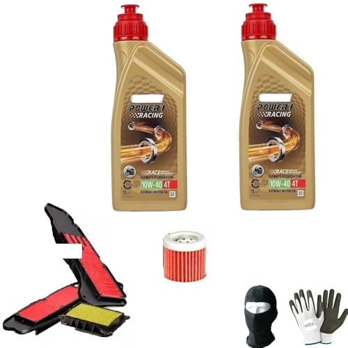 KOMPATIBEL MIT KYMCO XCITING 400i KOMPLETTE MOTORSERVICE-WARTUNG ÖLWECHSEL SCHMIERMITTEL C-(ASTROL) Power 1 Synthetisches Racing 10W40 4T SUPER BESCHLEUNIGUNGSÖL + LUFTFILTER