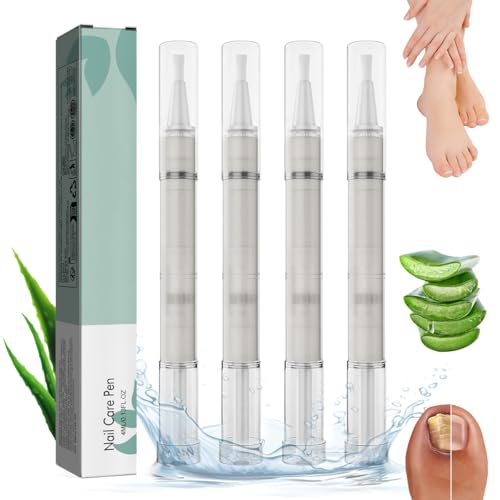 Nail Care Pen,4 Stück Nail Care Stift,Nagelpflegestift,Routine Nail Repair pen,Pflege Nail,Nagelwachstum Fördern,Für gepflegte Fingernägel & Fußnägel,mit Teebaumöl,Vitamin E & Aloe Vera