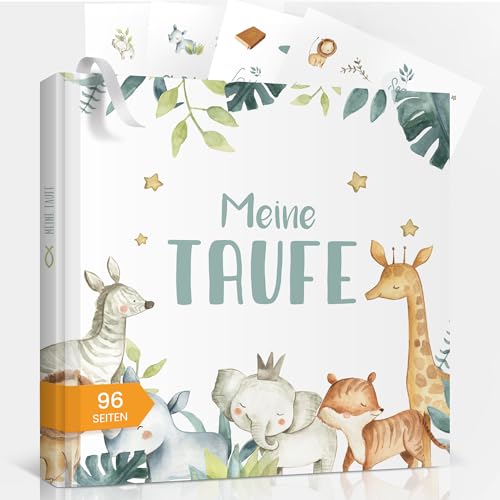 Gästebuch Meine Taufe Taufgeschenk für Jungen Mädchen, Patenkind Geschenk zur Taufe Deko,Taufbuch mit Sticker Taufalbum hochwertiges Erinnerungsbuch,96 Innenseiten für Glückwünsche, Fotos,Taufandenken