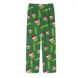 HGWOPGASD Grinch Schlafanzug Kinder Freizeithose Damen Weihnachts Pyjama Family Pyjama Damen Flauschig Y2K Hosen Grinch Schlafanzug Kinder Hosen Y2K Grinch Kinder Schlafanzug Damen Sexy Winter Grinch