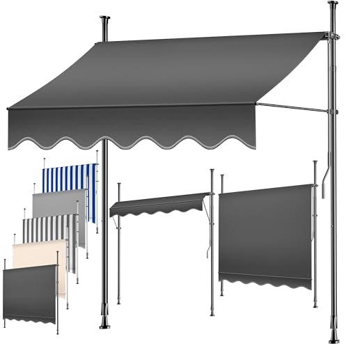 KESSER® Klemmmarkise mit Handkurbel Balkon | Balkonmarkise ohne Bohren | Markise UV-beständig höhenverstellbar & wasserabweisend | Sonnenschutz für Balkon Terrasse & Garten, Terrassenüberdachung 350cm
