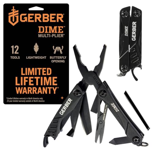 Gerber Multifunktionswerkzeug mit 12 Funktionen, Dime Pocket Multi-tool, Schwarz, 1014030