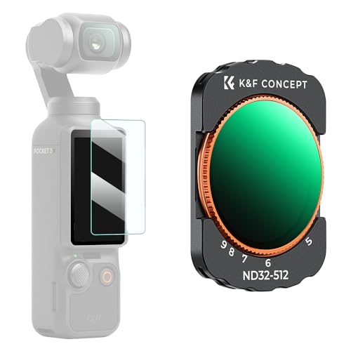 K&F Concept OSMO Pocket 3 ND Filter, Magnetischer Variabler ND Filter ND32-ND512, 5-9 Blendenstufen Graufilter kompatibel mit DJI OSMO Pocket 3 (Aluminiumrahmen)