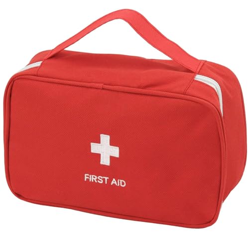 Erste Hilfe Tasche Leere medizinische Kit Tasche Reise Notfalltasche Leichte Medizin Lagerung Leere Tasche Multifunktionale Schicht für Notfall Home Office Auto Outdoor Boot Camping Wandern (rot)