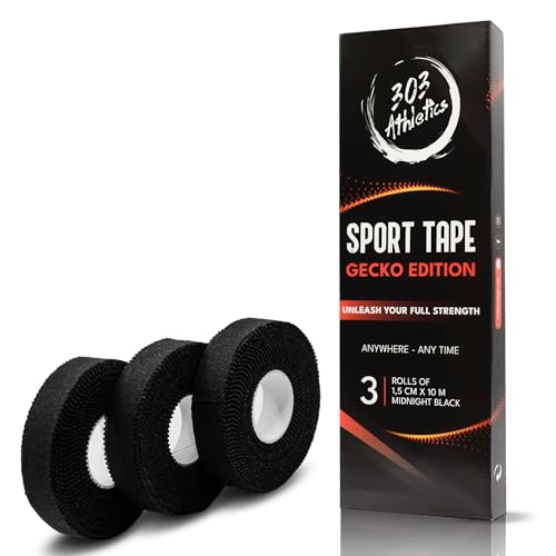 303 Athletics Premium Sporttape Set (3x 1,5cm x 10m) - Extrem starkes Fingertape für Klettern, Bouldern, Fitness & Fußball - Wasserfestes Leukotape für Handgelenk & Zehen