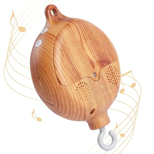Baby Mobile Spieluhr Holzoptik Music Box Bettglocke,Kinderbett Mobile Motor Baby Spieluhr Spinner Mobile Babybett Babybettwäsche Rotierende Bettglocke Anhänger Babybett Deko