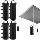 Pavillon Sandsack Gewichte, SandsäCke zum BefüLlen für Gazebos, Zelte und Freiluftpavillons, Gazebos, Carport BausäTze, SchirmstäNder zum Falten, Oxford Wasserschutz Gewichtstaschen, Schwarz, 4er Set