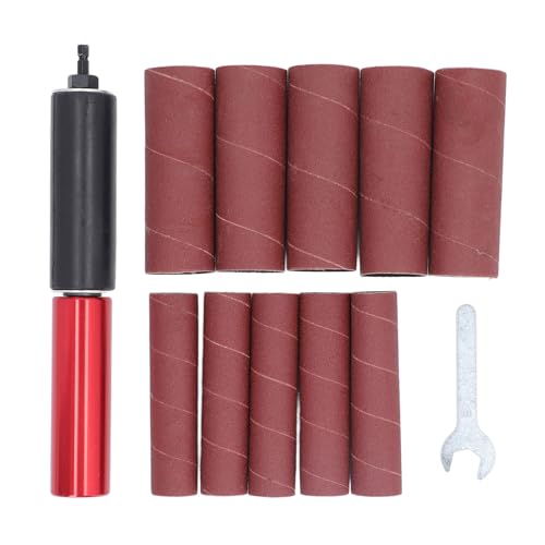 Spindelschleifer Adapter, 1,5-Zoll Schleiftrommel Aluminiumlegierung Spindel Schleifer Adapter Bohrer Schleifdorn Set mit Schlüssel & 10Pcs Sandpapier für Holz Metall