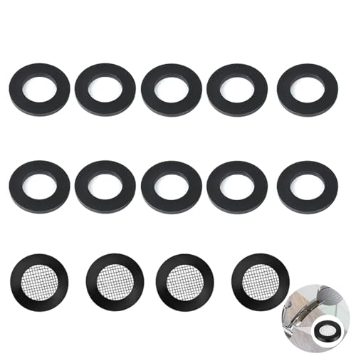 14tlg Duschkopf Dichtungsset Sanitär Dichtungen inklusive O-Ringe,Filter,Edelstahl Schlauchdichtung,Gummidichtungen für 1/2 Zoll